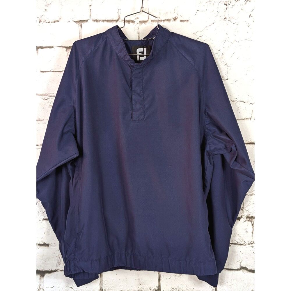 FOOTJOY Men's Golf Pullover Windbreaker Navy Blue Pockets 1/4 Snap Medium